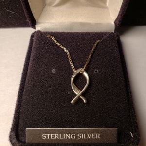 Sterling Silver Ichthus/Fish Necklace, Bob Siemon, 18" chain, brand new